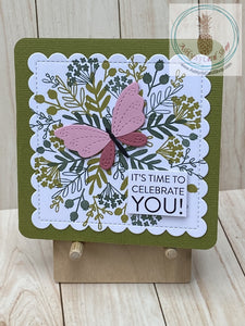 Bright Butterfly Birthday Card - pink butterfly version