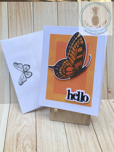 Butterfly Hello Card - shown with coordinating envelope