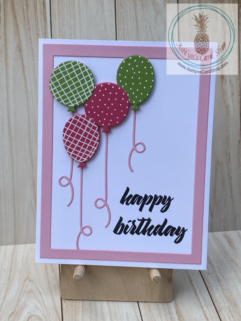 Floating Balloons Birthday Card - pink