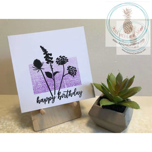 Floral Themed Greeting Card Set (Square) Purple
