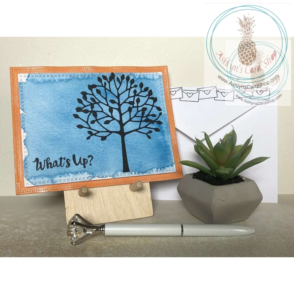 Friendship Card With Tree Silhouette Blue Greeting