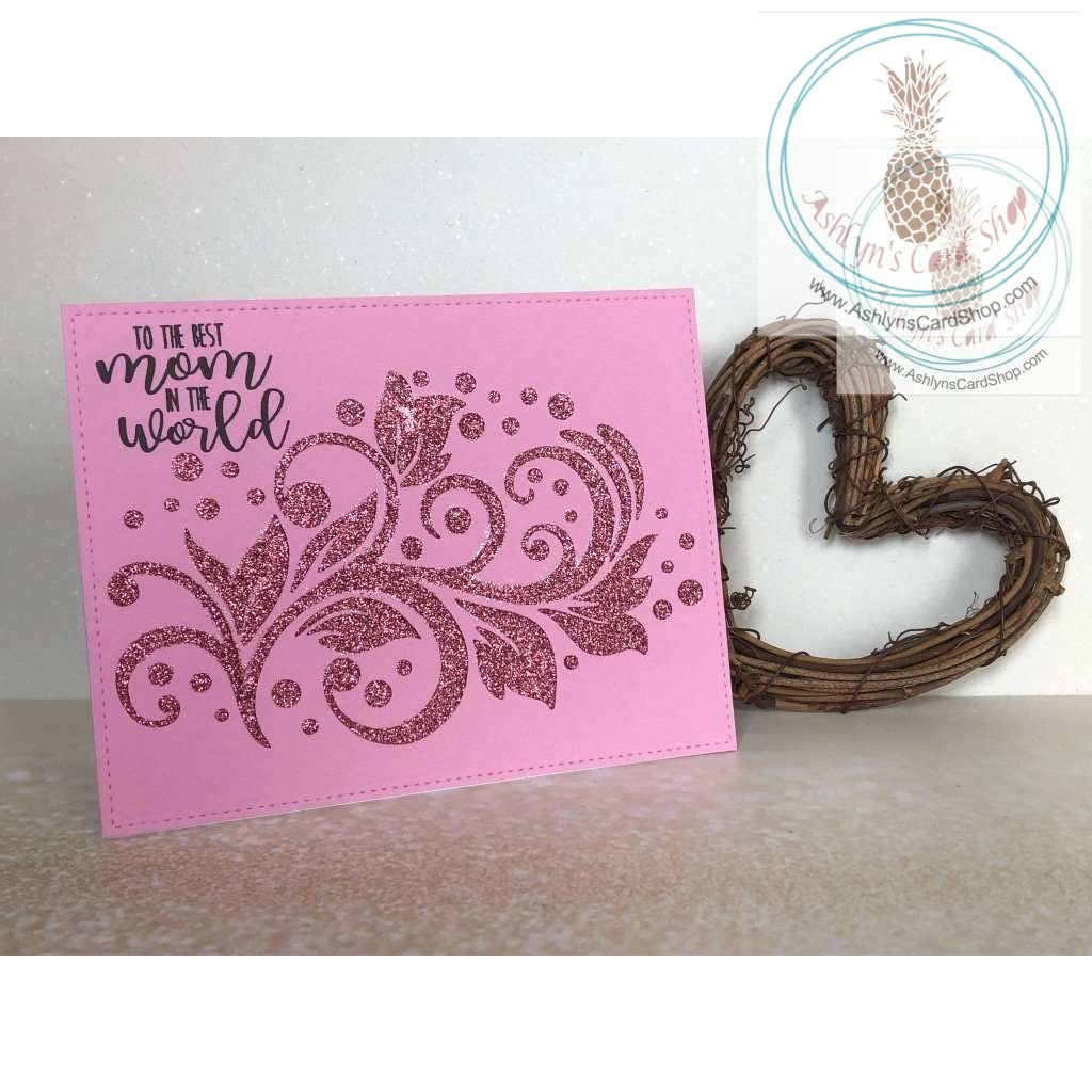 Glitter Flourish Mothers Day Card Pink / Greeting