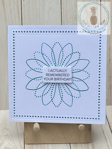 Graphic Floral Birthday Card - green and blue version