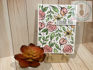 Spring Floral Pattern Thank You And Just A Note Cards Greeting Card