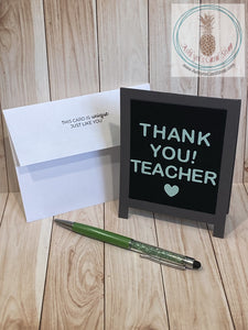 Thank you teacher card - shown with coordinating envelope