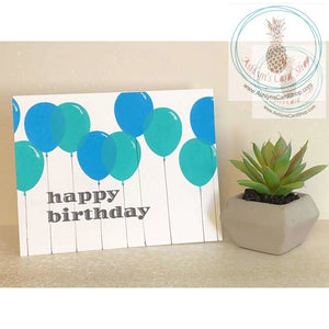 Balloon Birthday Cards Blue Green Greeting Card