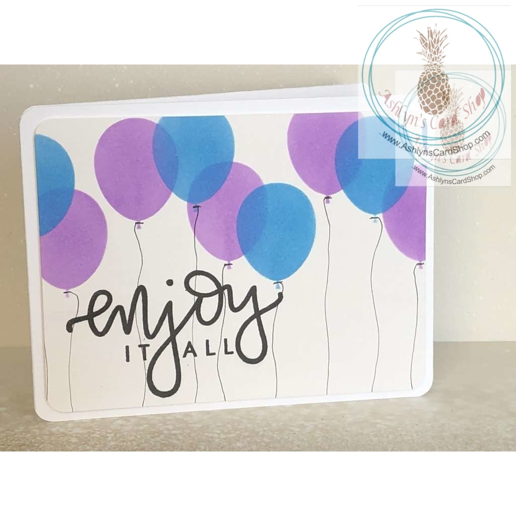Balloon Birthday Cards Purple Blue Greeting Card