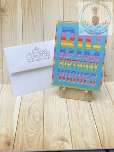 Big Birthday Wishes Rainbow - horizontal (shown with coordinating envelope)