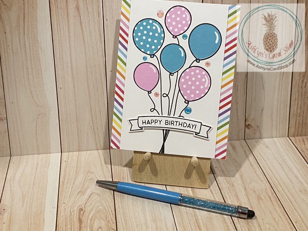 Birthday Balloons Card Pink And Teal Greeting