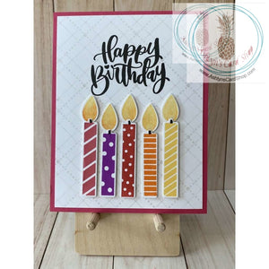 Birthday Candles Card Deep Pink Greeting