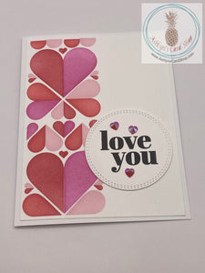 Blended Hearts Valentine Card Pink/red Greeting