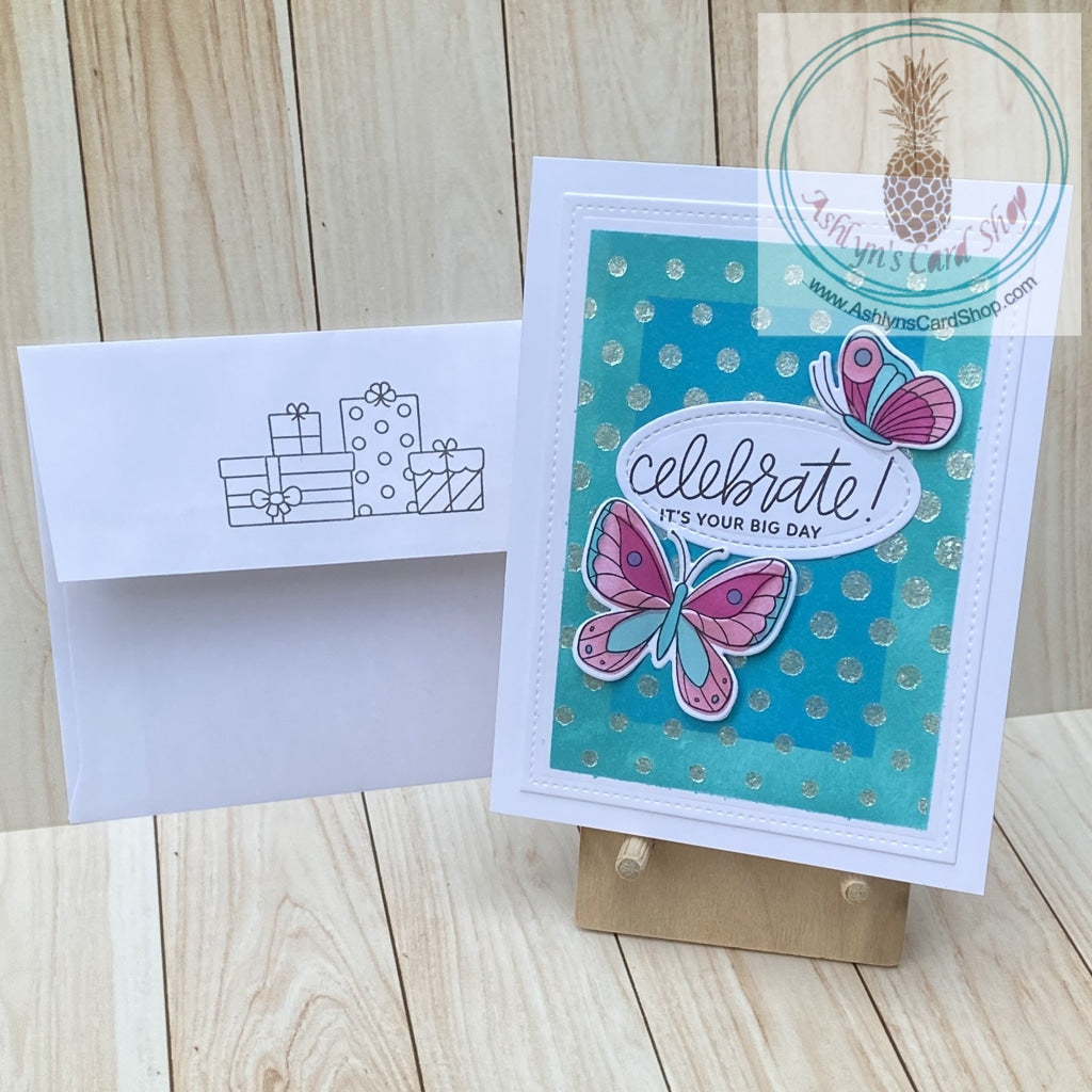 Celebrate! Birthday Card - shown with coordinating envelope.