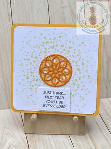 Circle Medallion Birthday Card - orange & yellow version