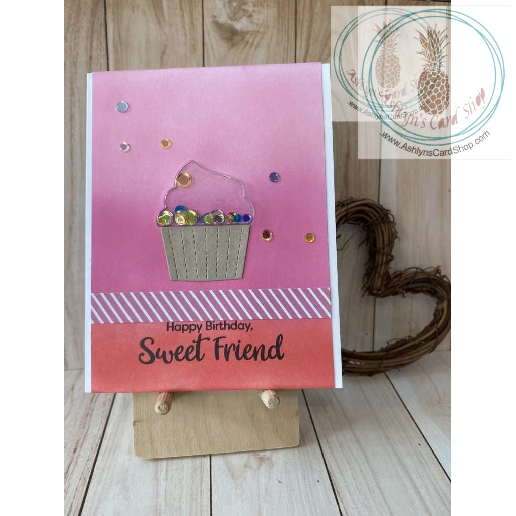 Cupcake Shaker Birthday Card Pink Greeting