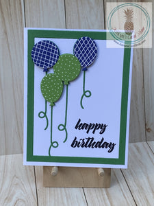 Floating Balloons Birthday Card - dark green