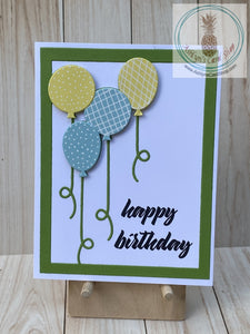 Floating Balloons Birthday Card - light green