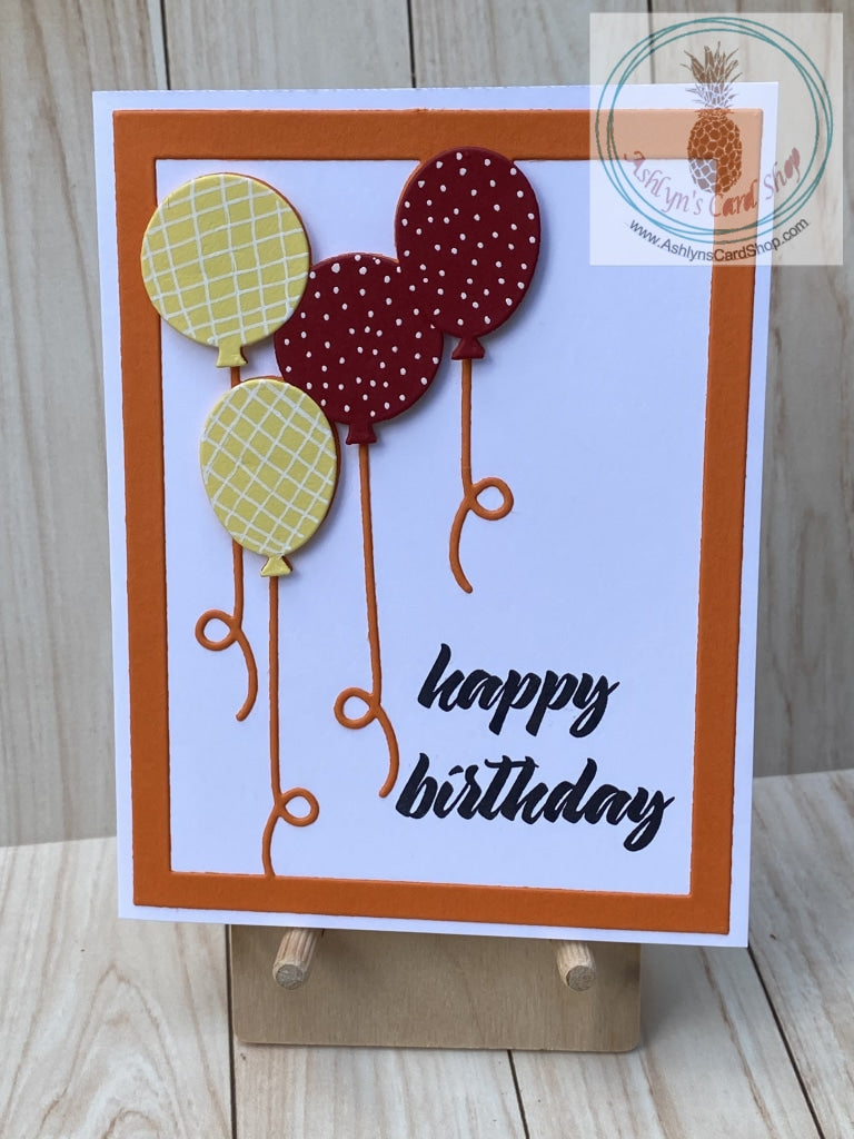 Floating Balloons Birthday Card - orange