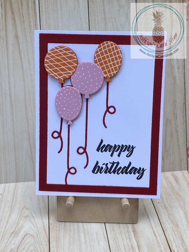 Floating Balloons Birthday Card - red