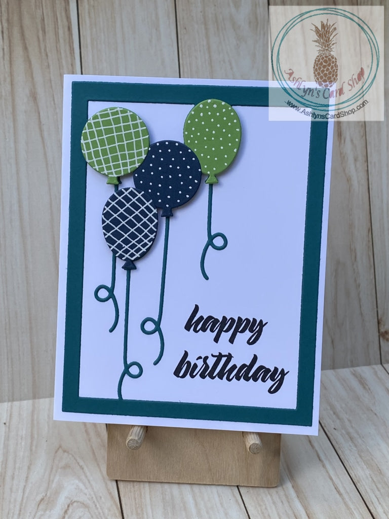 Floating Balloons Birthday Card - teal