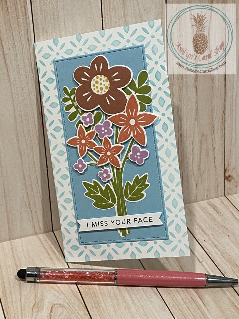 Floral Bouquet Encouragement Cards Greeting Card - I Miss Your Face