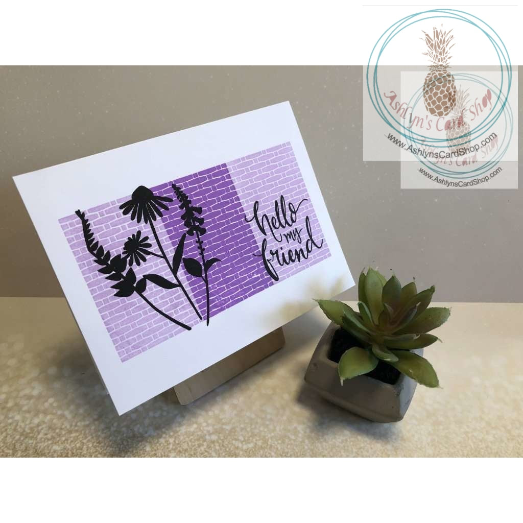 Floral Greeting Card Set Purple