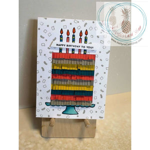 Fringed Birthday Cake Card Multi-Coloured Greeting