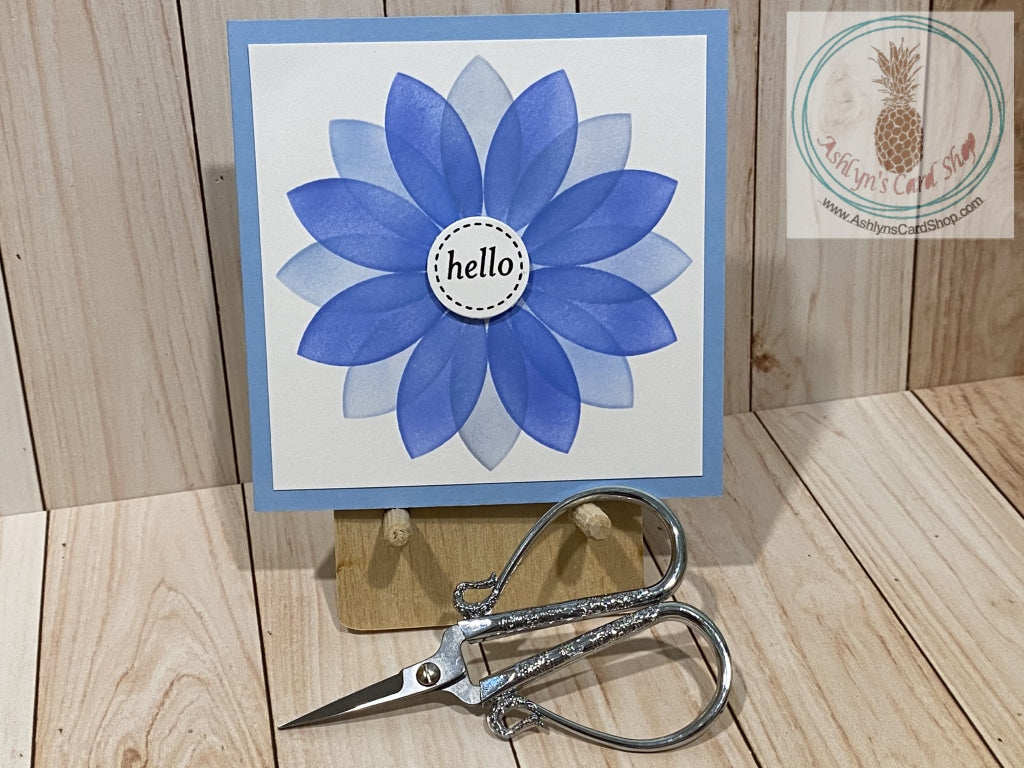 Geometric Blended Flower Hello And Just Because Cards / Blues Greeting Card