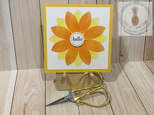 Geometric Blended Flower Hello And Just Because Cards / Yellow Orange Greeting Card