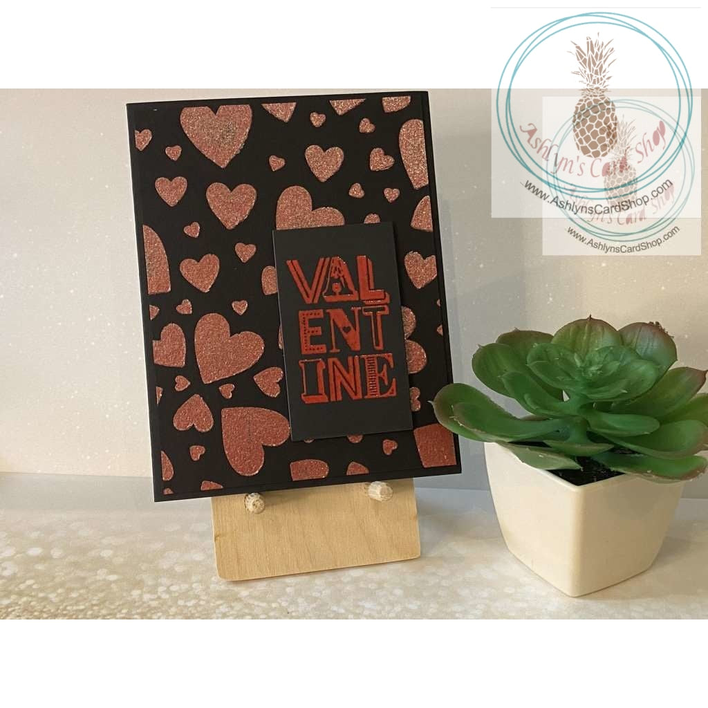 Glimmer Heart Valentine Card Black And Red Greeting