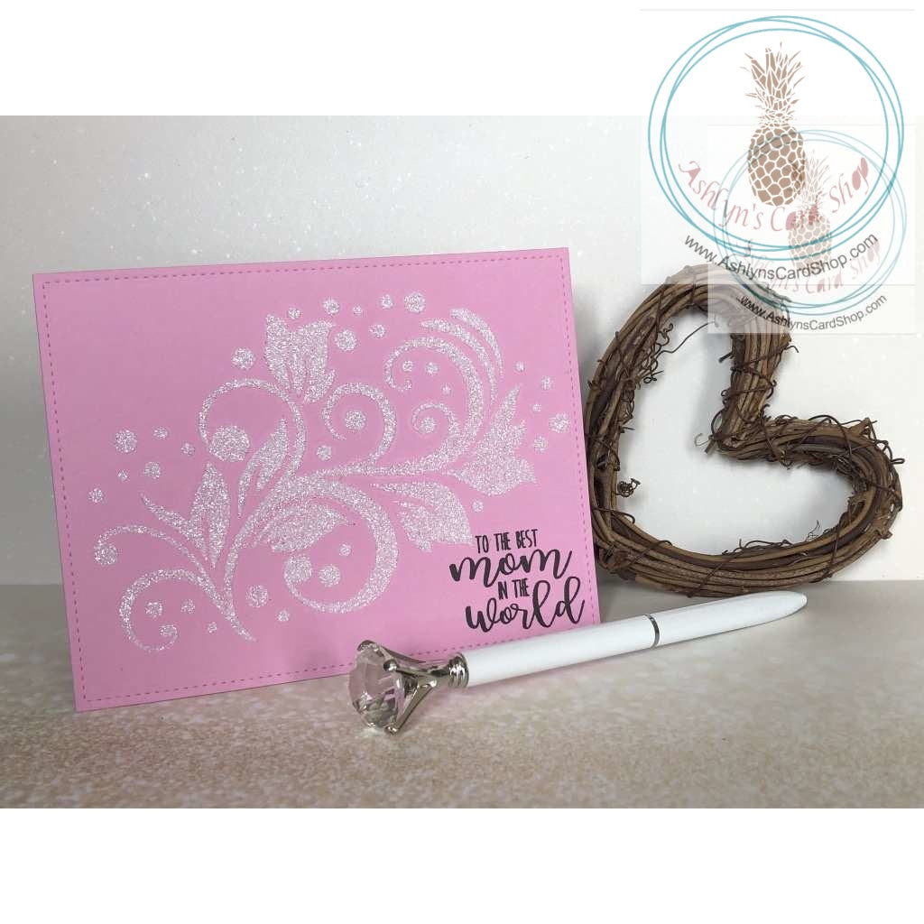 Glitter Flourish Mothers Day Card Pink / White Greeting