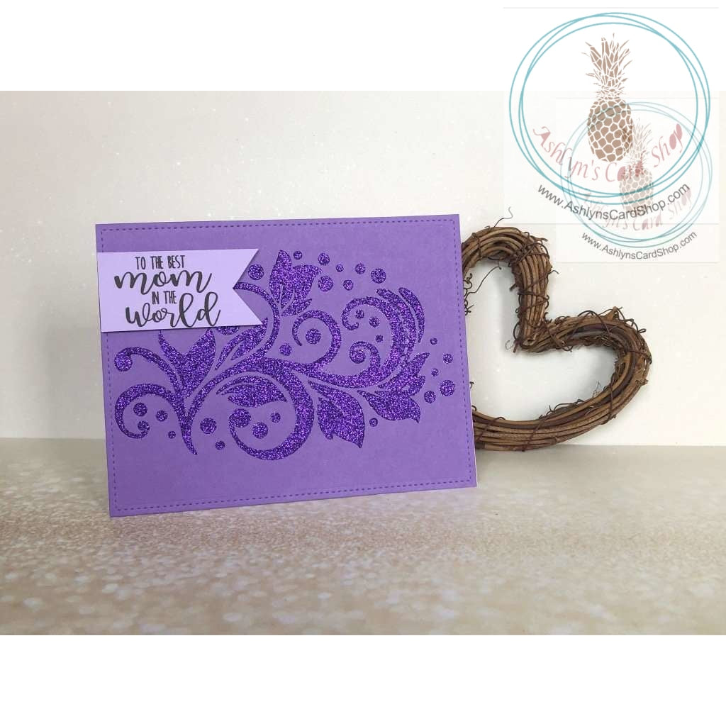 Glitter Flourish Mothers Day Card Purple / Greeting