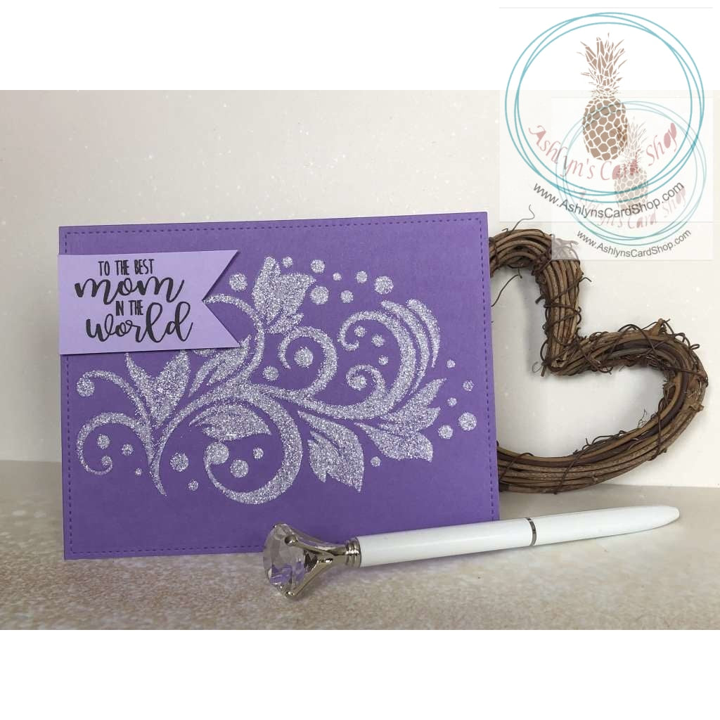 Glitter Flourish Mothers Day Card Purple / White Greeting