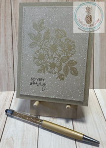 Gold Embossed Roses Sympathy Card Greeting