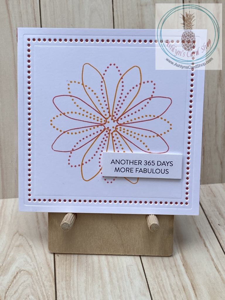 Graphic Floral Birthday Card - orange and pink version