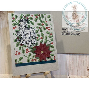 Holly And Poinsettia Christmas Card Greeting