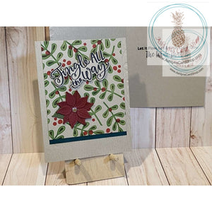 Holly And Poinsettia Christmas Card Greeting