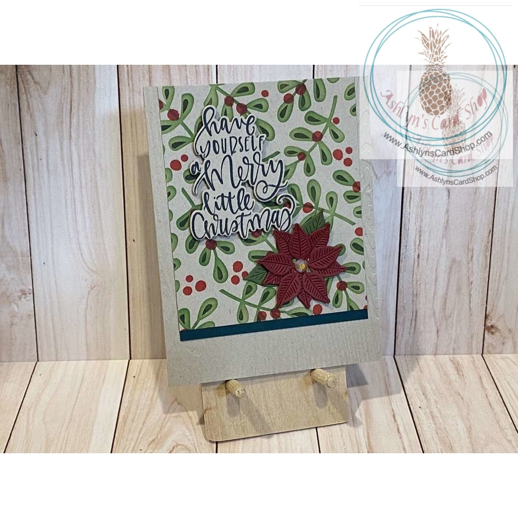 Holly And Poinsettia Christmas Card Have Yourself A Merry Little Greeting