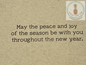 Holly Sprig Christmas Cards - Season's Greetings. Internal sentiment reads "May the peace and joy of the season be with you throughout the new year."