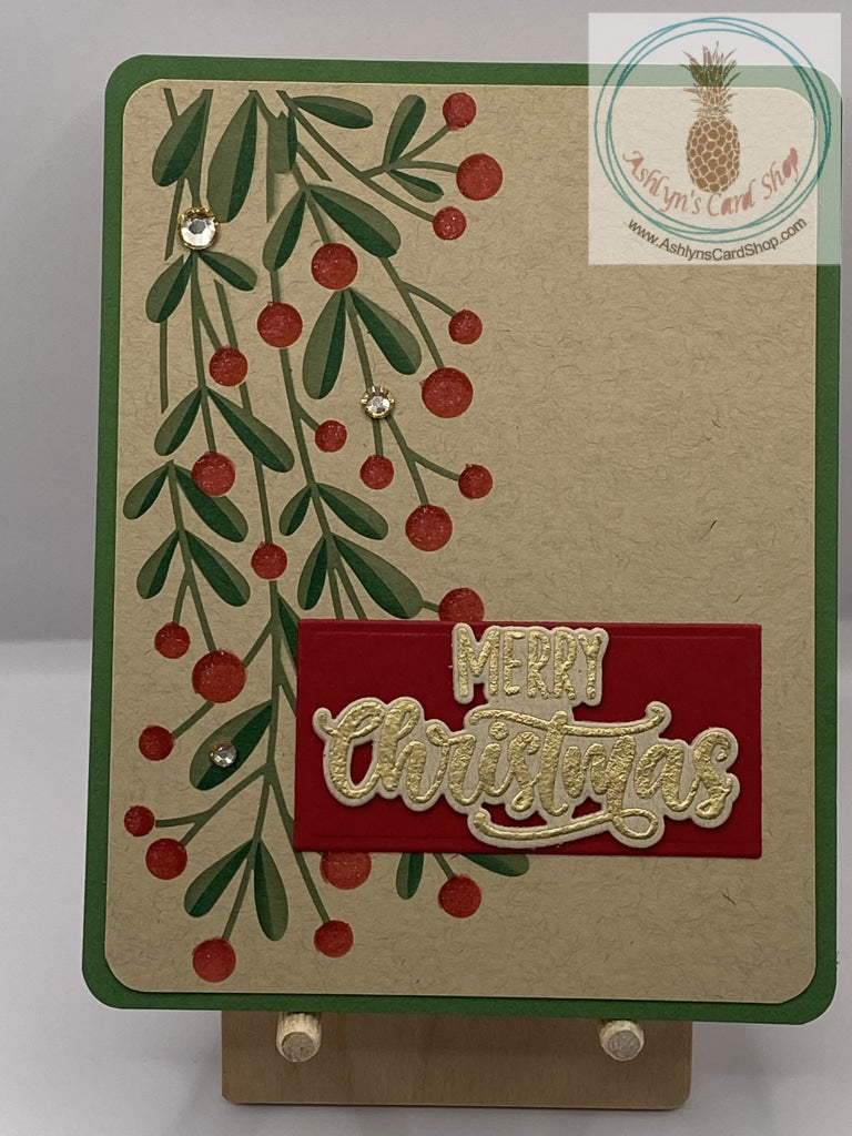 Holly Sprig Christmas Cards - Merry Christmas. Internal greeting reads "and Happy New Year."
