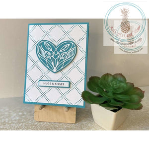 Love Card In Teal Hugs & Kisses Greeting