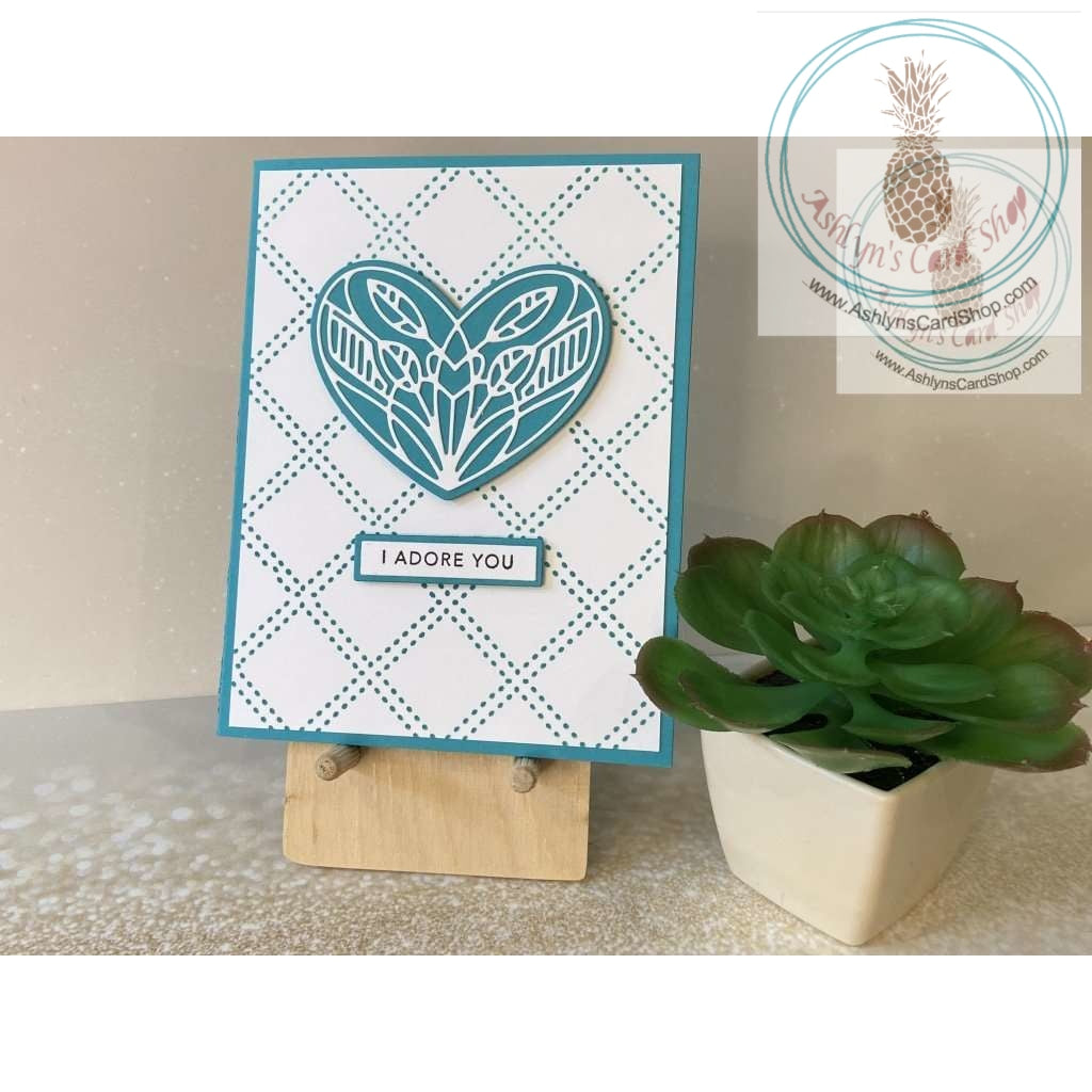 Love Card In Teal I Adore You Greeting