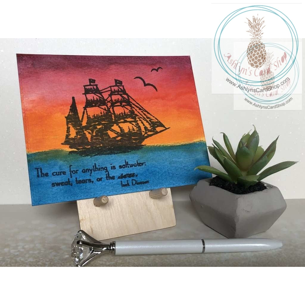 Love Themed Cards - Watercolour Background Ship Greeting Card