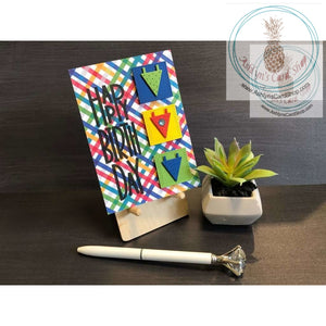 Multi-Colour Patterned Paper Birthday Cards Plaid Background Greeting Card