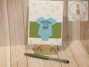 Onesie Baby Card Green Greeting