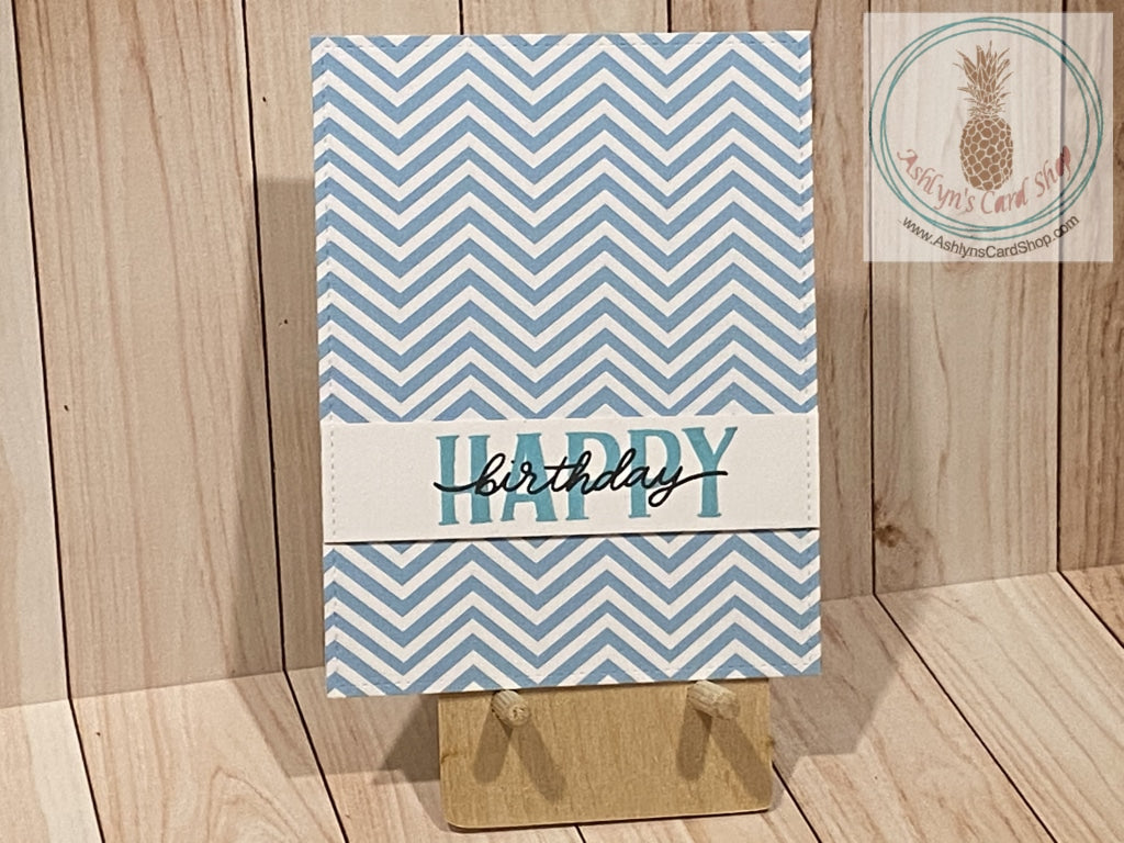 Patterned Paper Background Birthday Cards Blue Chevron Greeting Card