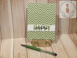 Patterned Paper Background Birthday Cards Green Chevron Greeting Card