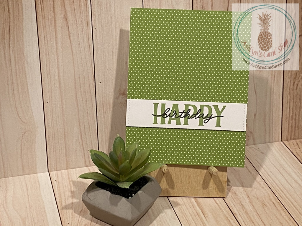 Patterned Paper Background Birthday Cards Green Polk-A-Dot Greeting Card