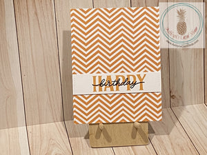 Patterned Paper Background Birthday Cards Orange Chevron Greeting Card