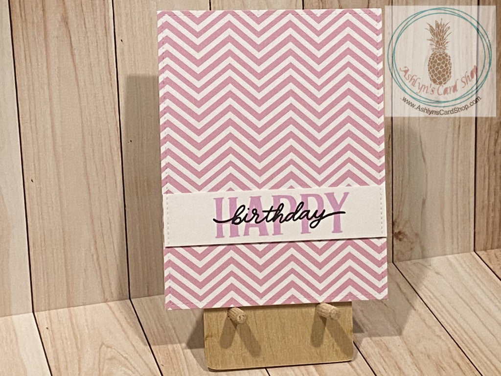 Patterned Paper Background Birthday Cards Pink Chevron Greeting Card