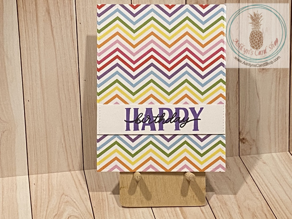 Patterned Paper Background Birthday Cards Rainbow Chevron Greeting Card